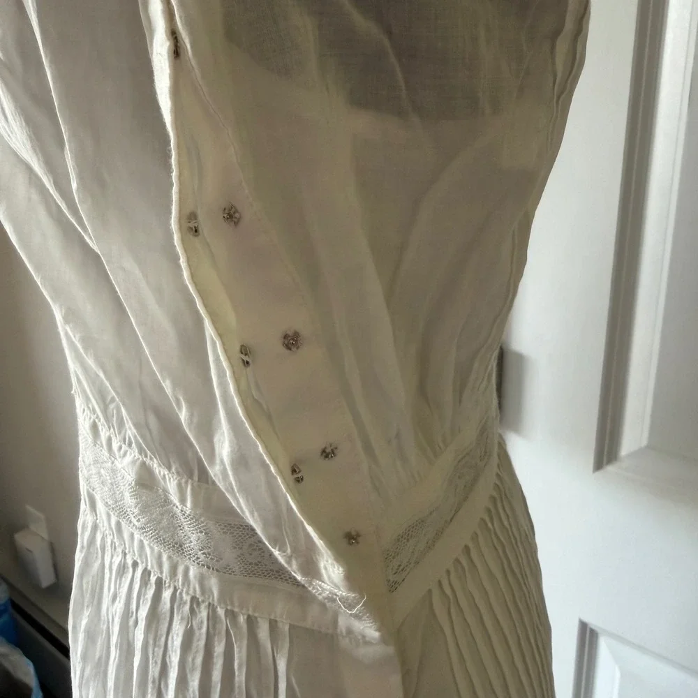 Polo Ralph Lauren Cream Lace Pintuck Edwardian Maxi Dress Vintage Style Size 4 - Picture 15 of 16